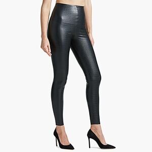 Commando Black Croc Reptile Embossed Faux Leather Leggings Size L